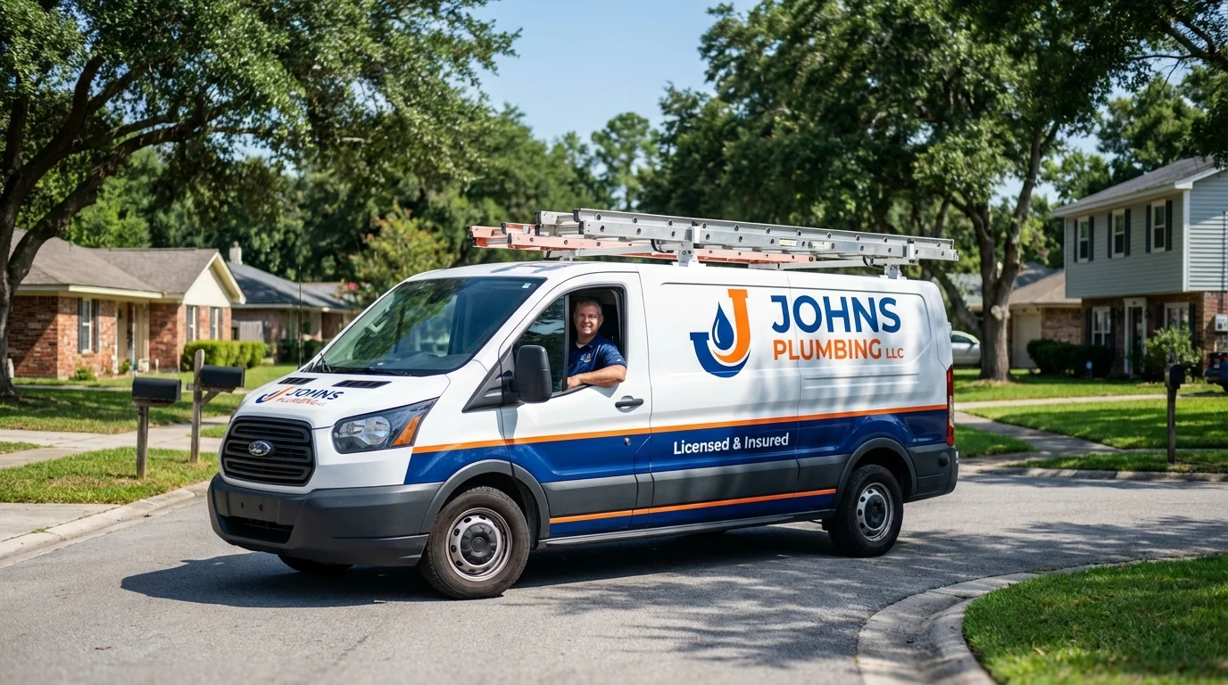 Johns Plumbing LLC service van in Provincetown, MA