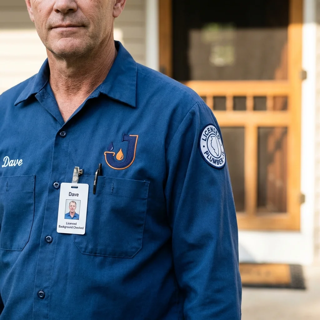 Licensed plumber showing ID badge in Provincetown, MA