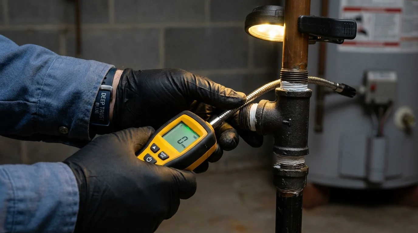 Gas leak detection with electronic sniffer by Johns Plumbing LLC in Provincetown