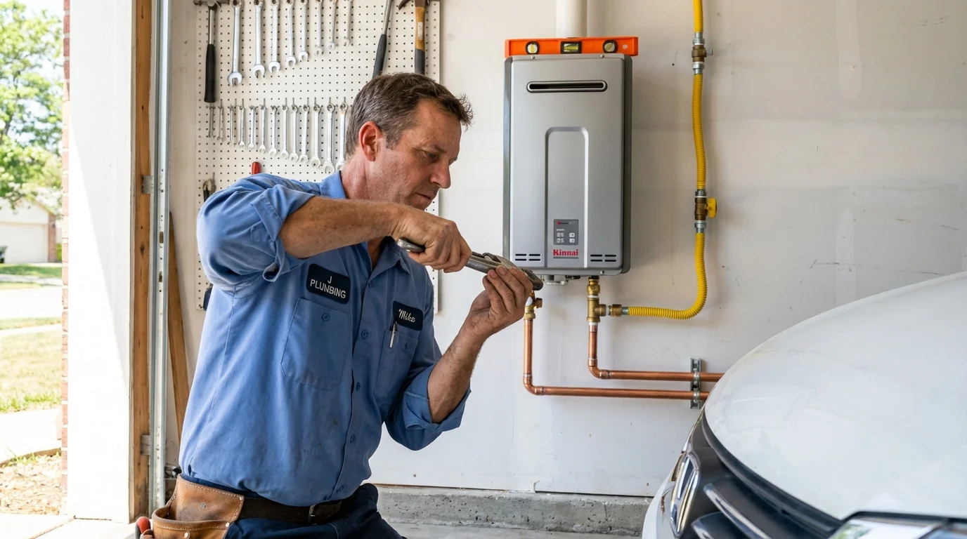 Tankless water heater installation by a Johns Plumbing LLC plumber in Provincetown