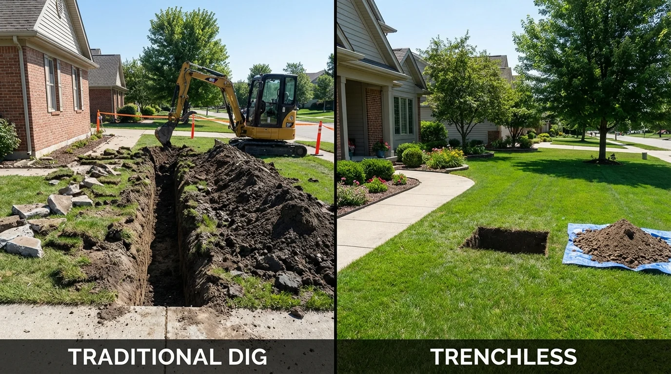 Trenchless sewer repair with minimal yard damage versus traditional excavation in Provincetown, MA